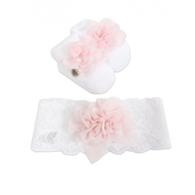 Monnalisa slofjes en haarbandje wit/roze Monnalisa slofjes en haarbandje wit/roze